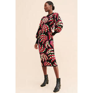 Farm Rio Banana Dots Knit Sweater Dress Sz S